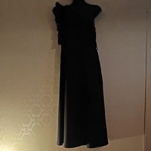 One-Shoulder Black Maxi Dress  with Ruffle.No Belt. Size Medium From Zesica.